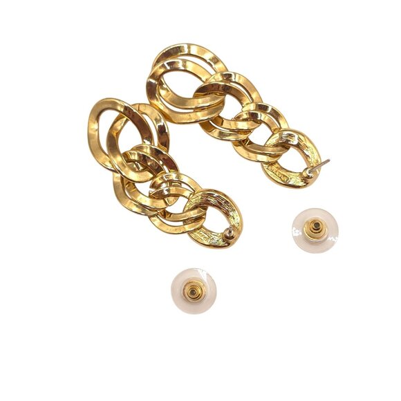 Vintage Monet Gold-Tone Chain Link Drop Earrings - Picture 7 of 7